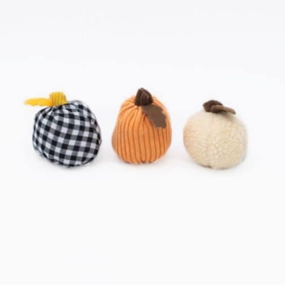ZippyPaws 3-Pack Halloween MINIZ GOURDS, Squash, Pumpkin Dog Toy with squeaker
